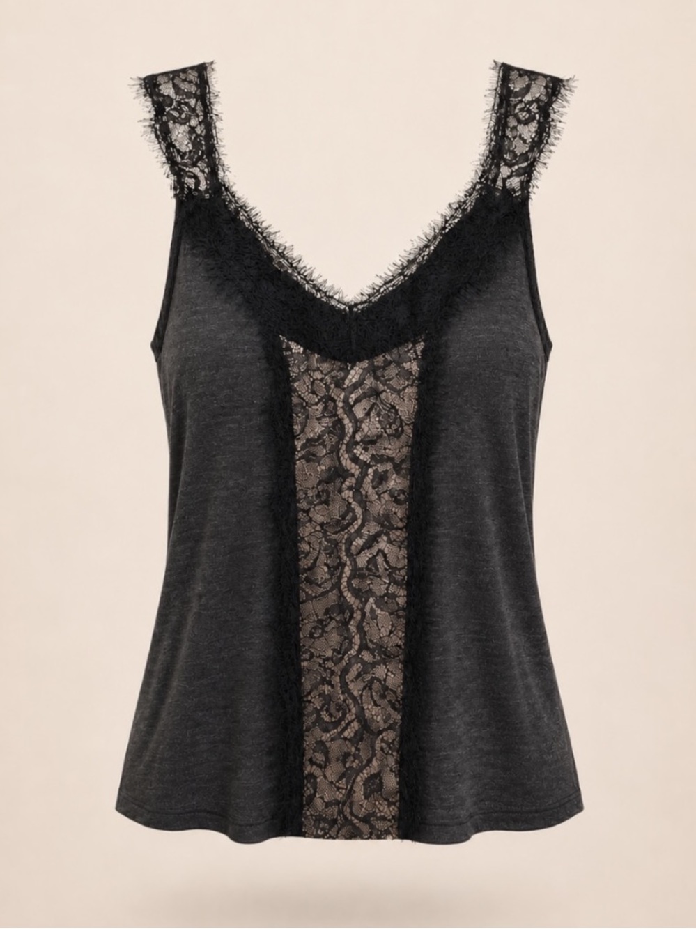 Zara Collection Lace Trim Tank Top Black Size M Soft Knit Sleeveless Camisole - Picture 2 of 16